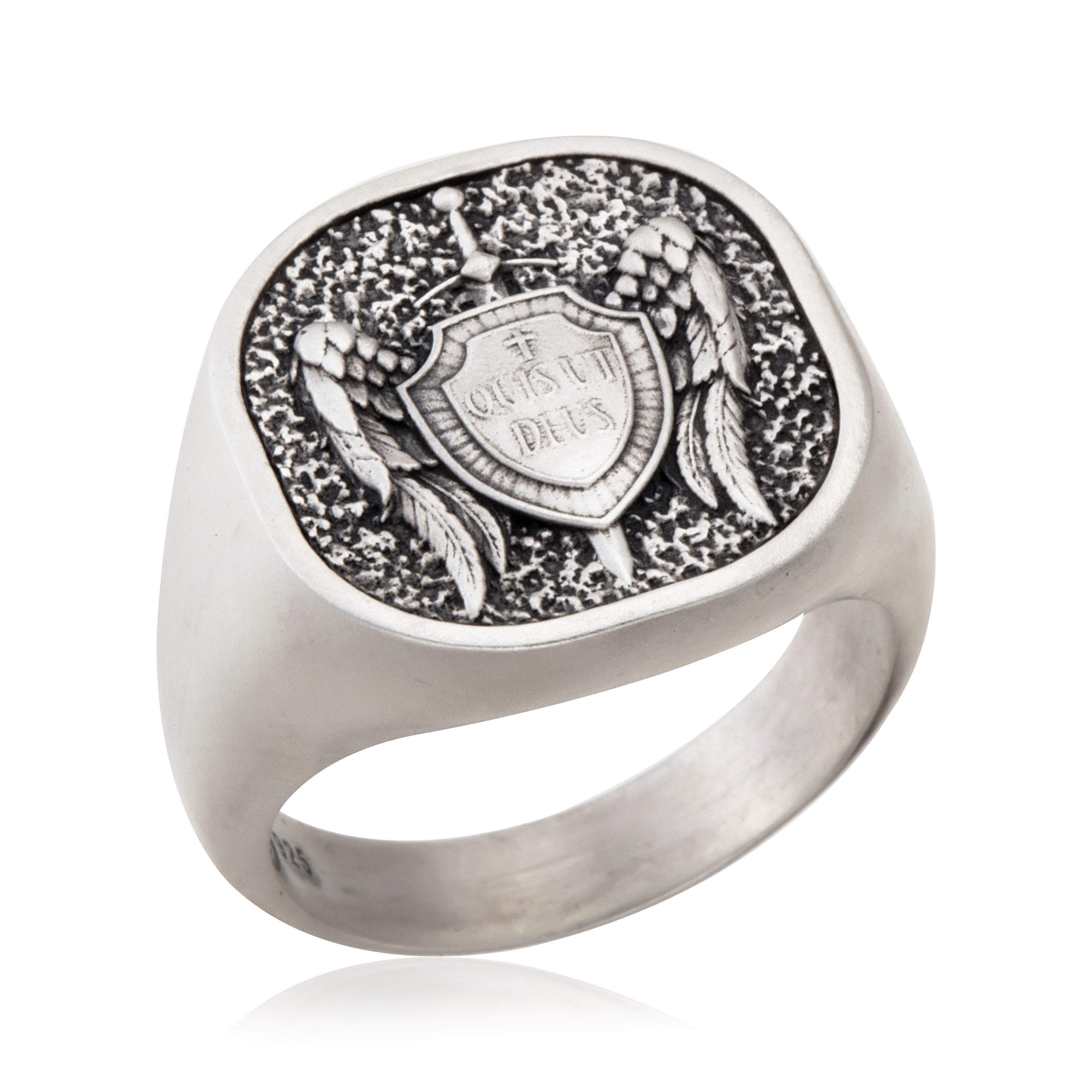 Saint Michael Is Commander Of The Army Of God, Sterling Silver Square Signet St Michael Ring, Religious Gifts, Unique Gift For Father's Day
