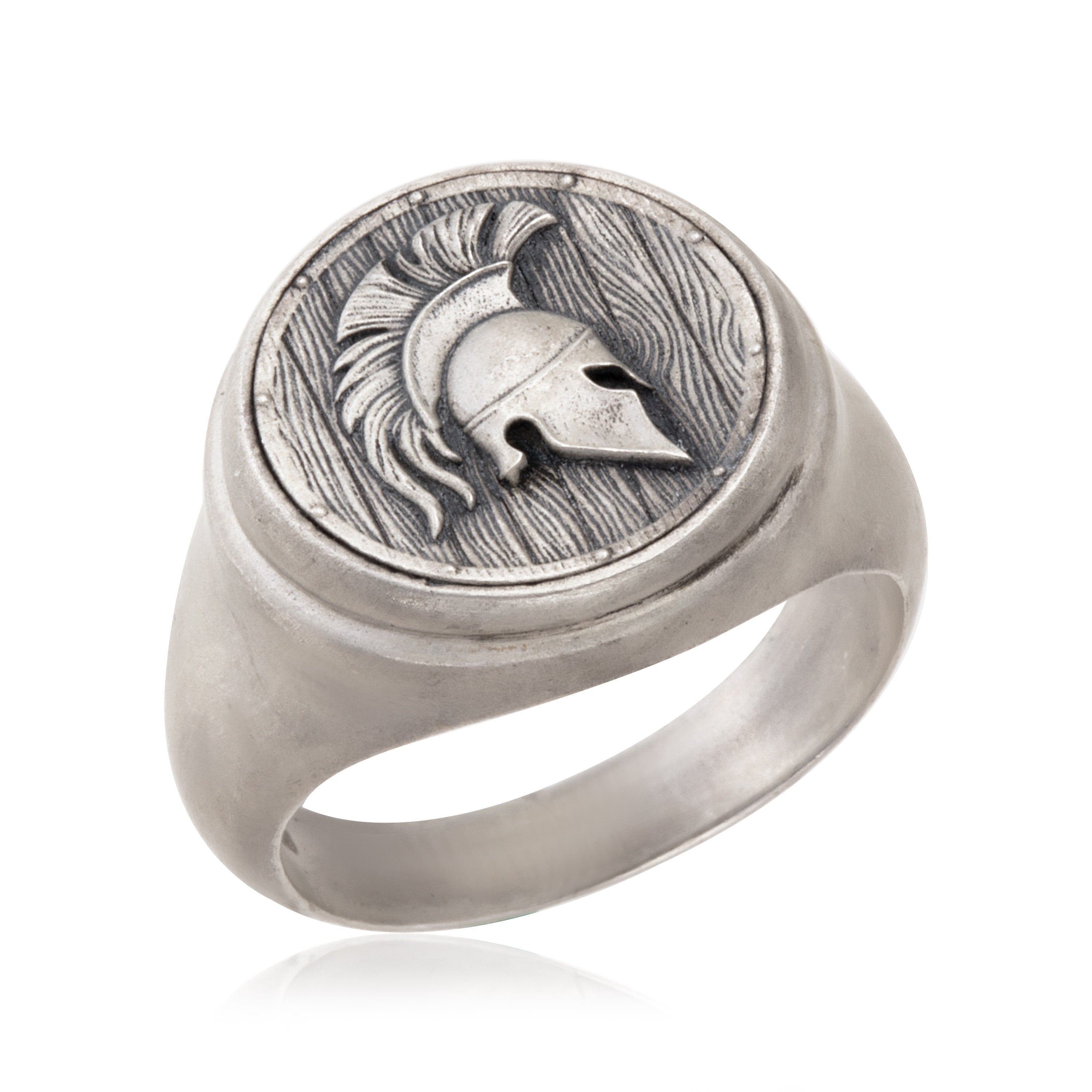 Silver Spartan Warrior Helmet Ring, Leonidas Helmet Ring, Greek Warrior Statement Men Rings, Gift For Fathers, Unique Gift For Father's Day