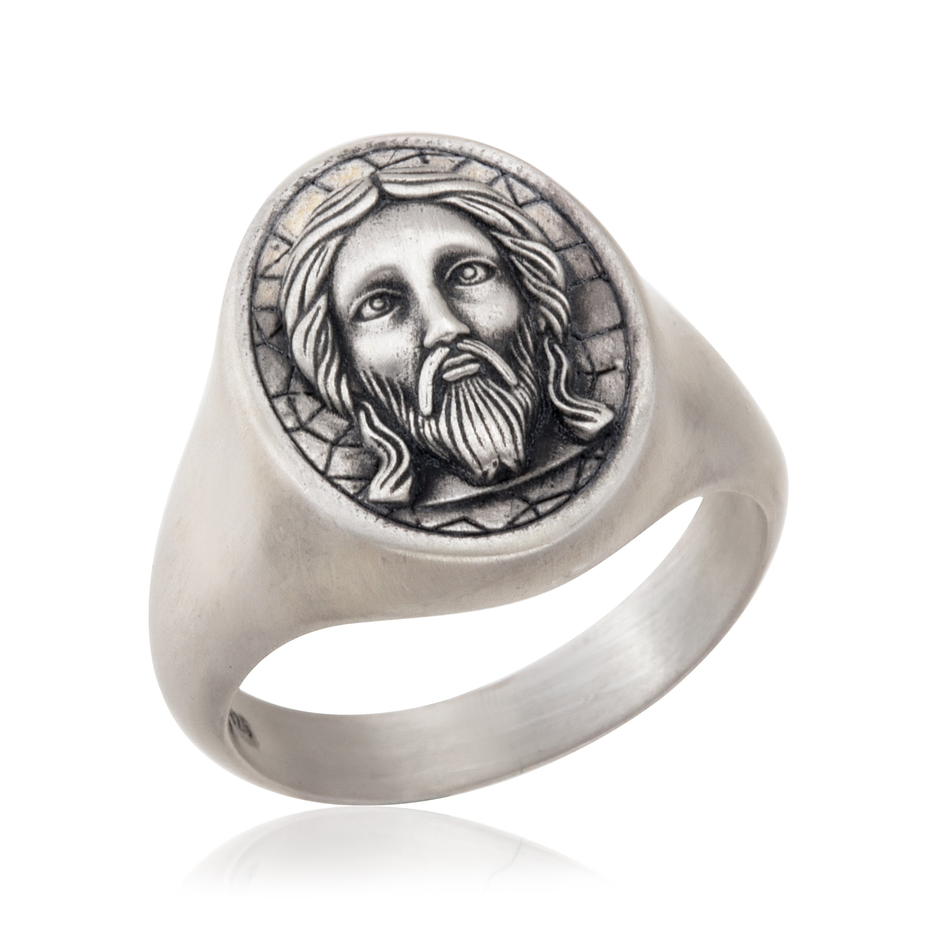 Sterling Silver Jesus Head Ring, Men's Jesus Christ Statement Ring, Christian Rings For Men, Gift For Fathers, Unique Gift For Father's Day