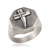 Sterling Silver Jesus Crucifix Rings, Religious Man Jewelry, Signet Christian Cross Rings, Unique Cross Bands, Unique Gift For Father's Day