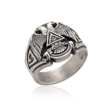 Sterling Silver Statement Masons Ring, Double Headed Masonic Eagle Ring, Freemasons Rings, Men's Signet Rings, Unique Gift For Father's Day