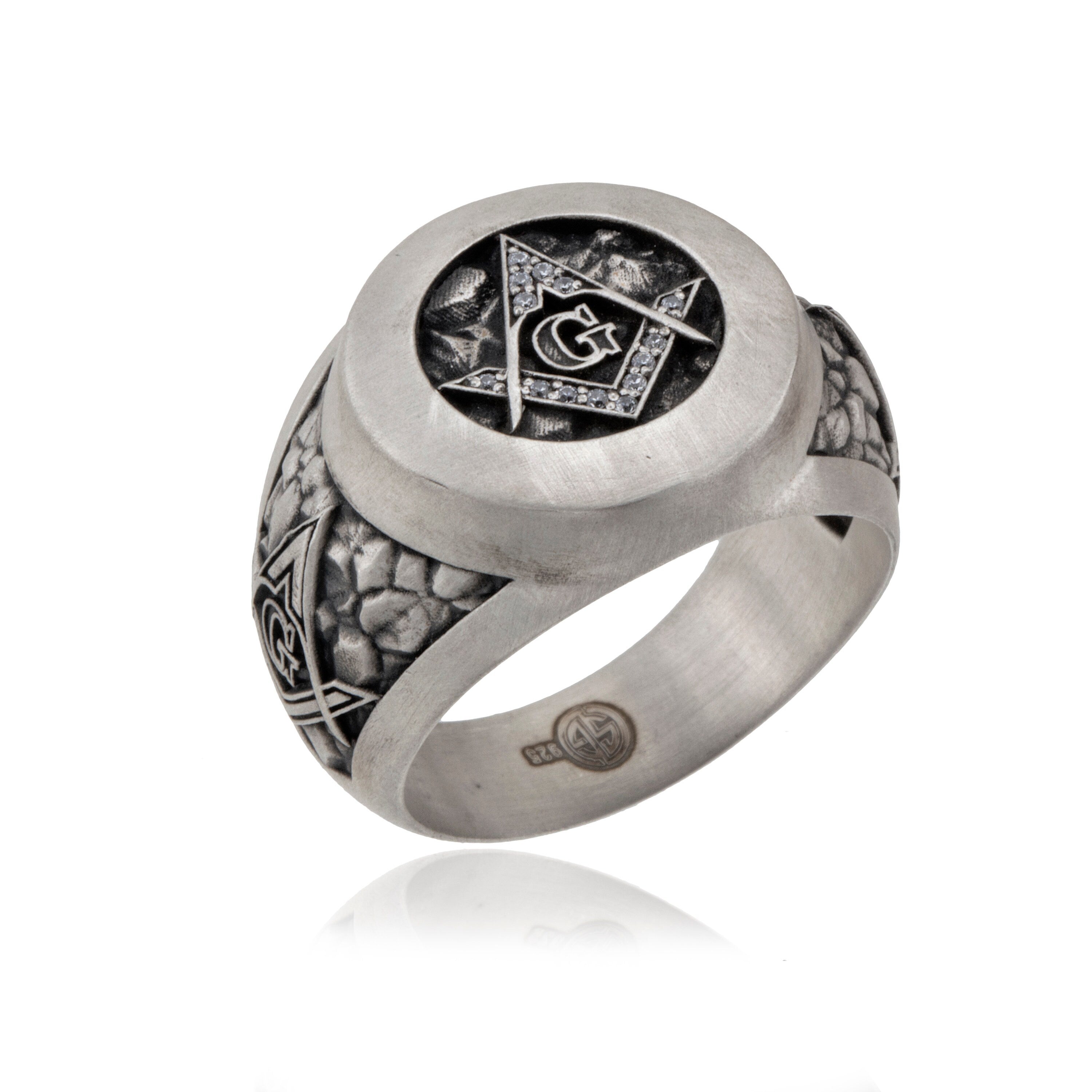 Solid Silver Masonic Rings, Signet Ring For Men, Freemason Rings, Master Mason Rings, Masonic Men's Gift Ring, Unique Gift For Father's Day