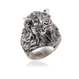 Solid Silver Wild Buffalo Ring, American Buffalo Rings, Gift For Men, Buffalo Head Ring, Signet Animal Rings, Unique Gift For Father's Day