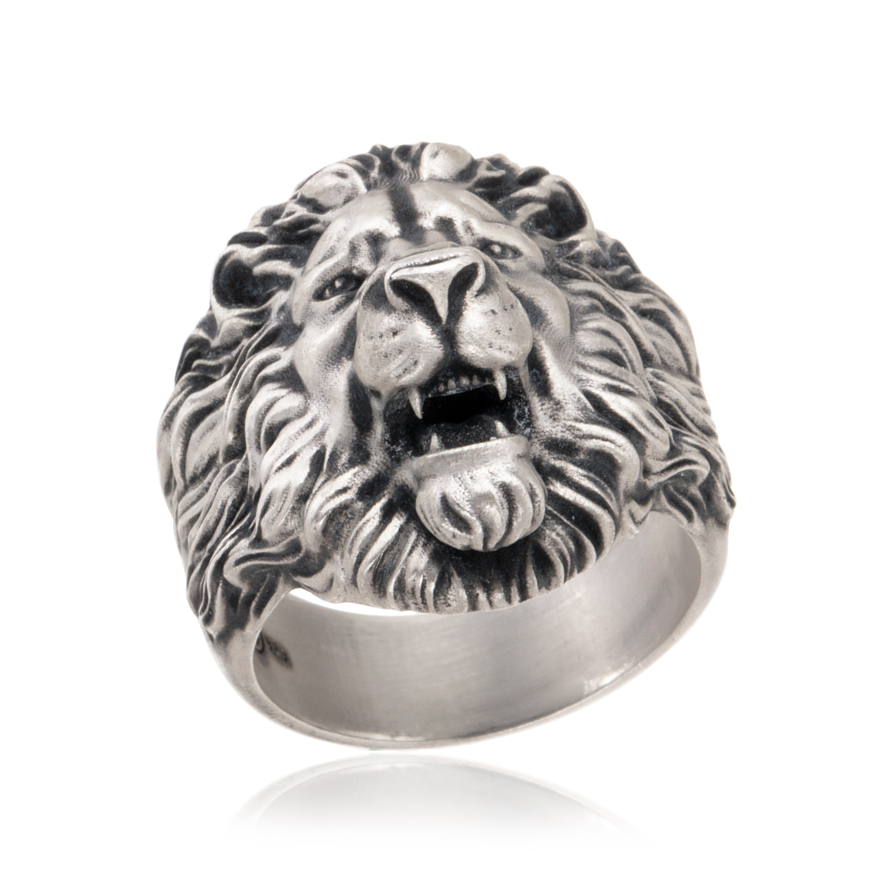 Solid Silver Lion Head Ring, Wild African Lion Ring, Mens Statement Animal Rings, Men's Oxidized Silver Gifts, Unique Gift For Father's Day