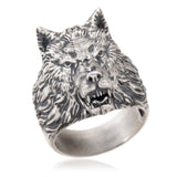 Silver Wolf Rings, Wild Angry Wolf Ring, Statement Men Rings, Oxidized Animal Rings, Wolf Head Statement Ring, Unique Gift For Father's Day