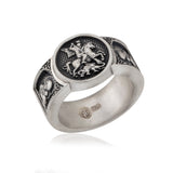 Saint George With The Dragon Ring, 925K Silver St George Ring, Religious Gifts For Men, Christian Signet Rings, Unique Gift For Father's Day