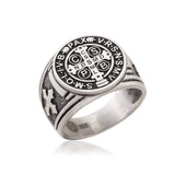 St Benedict Medal Cross Ring, Silver Signet Man Ring, Men's Religious Jewelry, St Benedict Ring, Ring For Men, Unique Gift For Father's Day