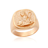 14K Gold Shepherd Jesus Men's Ring, Relief Jesus Signet Rings, 10K Messiah Christ Ring, Religious Man Jewelry, Unique Gift For Father's Day