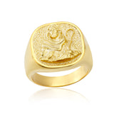 14K Gold Shepherd Jesus Men's Ring, Relief Jesus Signet Rings, 10K Messiah Christ Ring, Religious Man Jewelry, Unique Gift For Father's Day