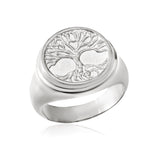 18K Gold Tree of Life Ring, 14K Gold Family Tree Statement Rings for Men, Scandinavian Yggdrasill Signet Ring, Unique Gift For Father's Day