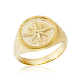 14K Solid Gold Sailor Compass Rings For Men, 10K Nautical Compass Ring, Journey Compass Ring, Gifts For Dad's, Unique Gift For Father's Day