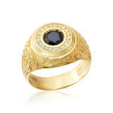 14K Gold Unique Black Diamond Ring, 10K Diamond Signet Man Ring, Solid Gold Wedding Engagement Rings For Men, Unique Gift For Father's Day