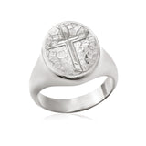 14K Solid Gold Relief Crucifix Ring, 10K Unique Cross Ring, Cross Wedding Band For Men, Religious Man Jewelry, Unique Gift For Father's Day