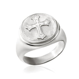 10K Solid Gold Relief Cross Rings, 18K Signet Crucifix Men's Rings, Religious Jewelry For Man, Gift For Dad's, Unique Gift For Father's Day