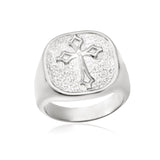 14K Gold Crucifix Men's Ring, 10K Solid Gold Savior Cross Ring, Man Cross Signet Rings, Religious Man Jewelry, Unique Gift For Father's Day