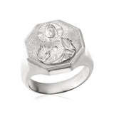 14K Solid Gold Jesus With Sacred Heart Ring, Christian Religious Men's Jewelry, 10K Savior Jesus Christ Rings, Unique Gift For Father's Day