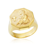 14K Solid Gold Jesus Statement Rings, 10K Religious Men's Rings, Jesus Christ Cross Ring, Messiah Jesus Rings, Unique Gift For Father's Day