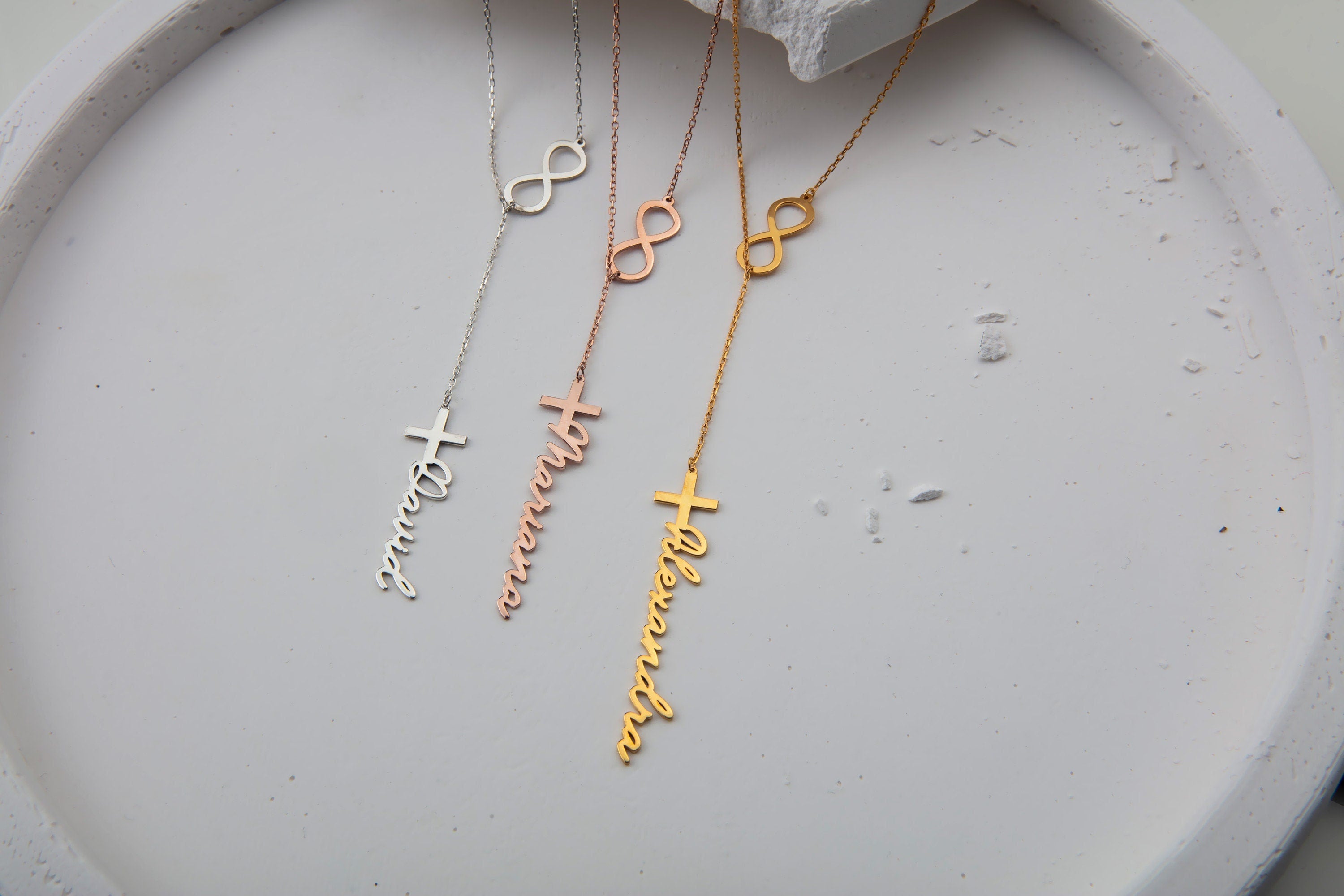 Silver Name Cross Necklace, Gifts For Mom, Infinity Cross Name Necklace, Gold Cross Name Pendant, Personalized Gifts, Gift For Mothers Day