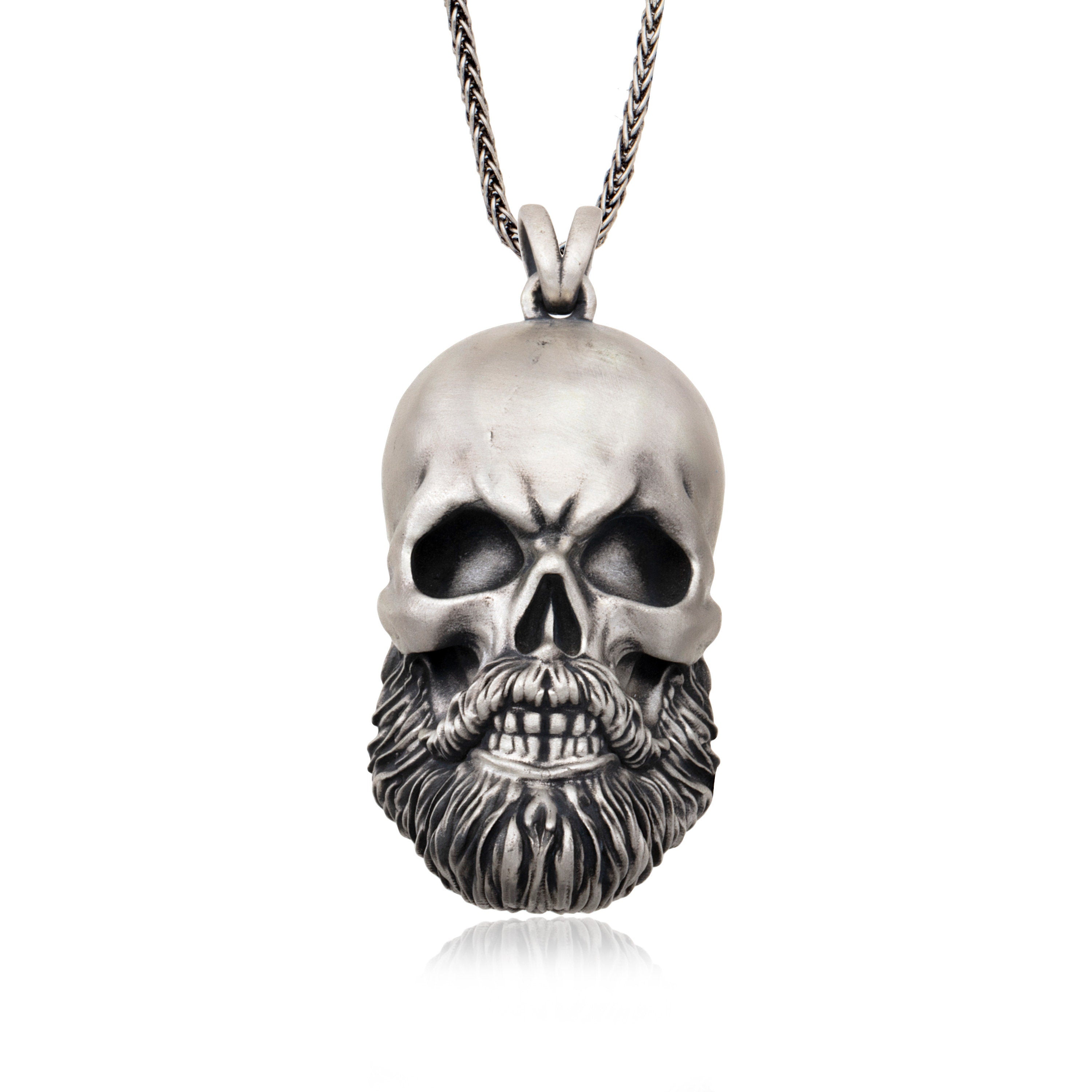 Solid Silver Skull Necklaces, Skull Pendants With Chain, Silver Jewelry For Men's, Skull Necklace For Bikers, Unique Gift For Father's Day