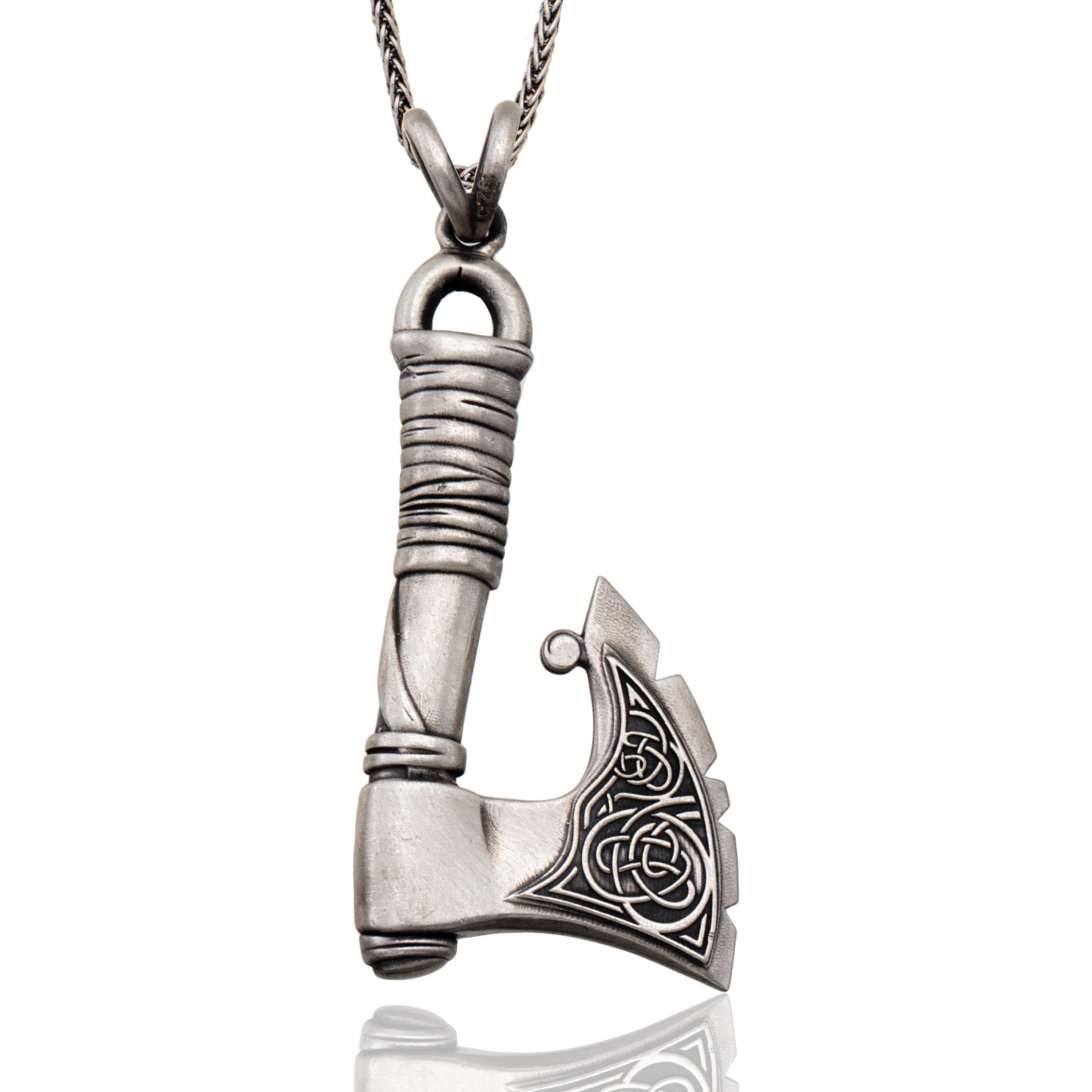 Silver Axe Necklace, Axe Pendant With Chain, Kratos War Axe, Scandinavian Man War Pendant, Viking Axe Pendant, Unique Gift For Father's Day
