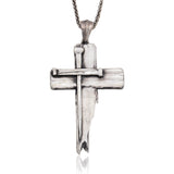 Sterling Silver Nail & Wood Cross Necklace for Men | 925 Faith Pendant