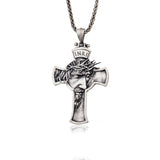 Men’s 925 Sterling Silver INRI Crucifix Necklace | Jesus Face Cross Pendant
