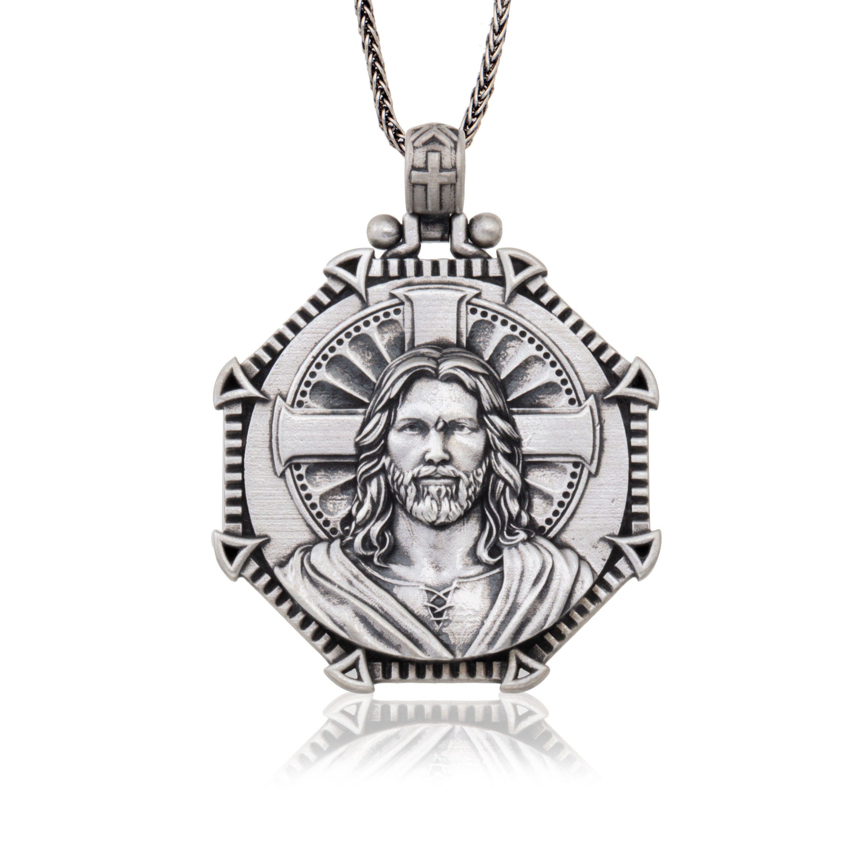 Sterling Silver Cross Necklaces For Men, Jesus Crucifix Necklaces For Women, Religious Jewelry, Birthday Gifts, Unique Gift For Father's Day