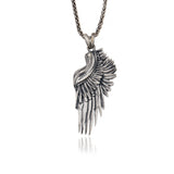 Guardian Angel Wing Men Necklace, Angel Wing Pendant, Sterling Silver Angel Pendant, Religious Charm Necklace, Unique Gift For Father's Day