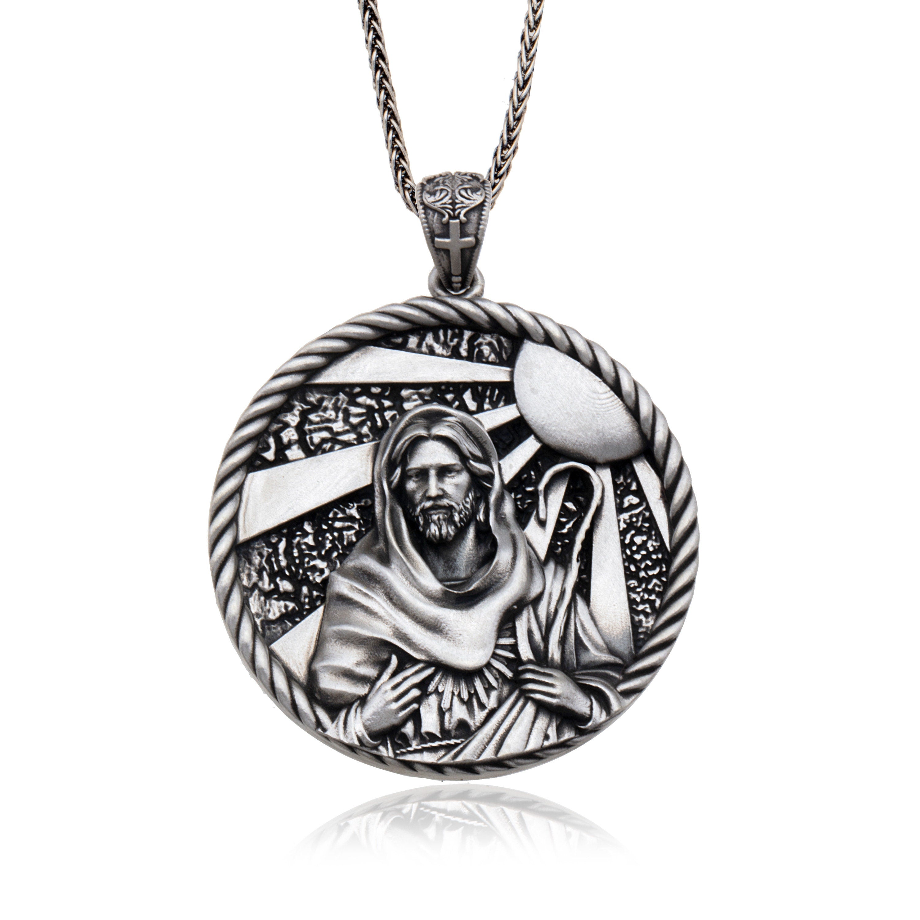 Solid Silver Jesus Men Pendant, Gift For Men's, Jesus Christ Necklace, Religious Jewelry, Catholic Necklace, Unique Gift For Father's Day