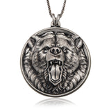 Sterling Silver Bear Pendant, Animal Pendants, Bear Medallion, Bear Head Necklaces, Jewelry For Gift For Men, Unique Gift For Father's Day