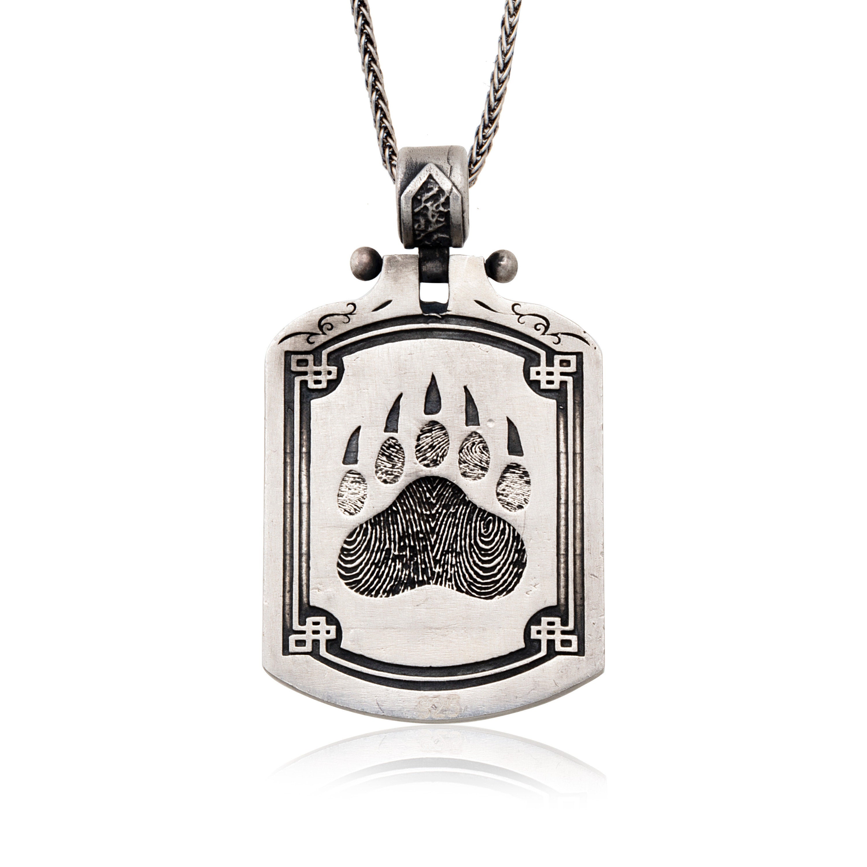 Silver Bear Necklace, 925 Silver Animal Jewelry, Nordic Bear Pendants, Bear Man Medallion, Bear Claw Necklace, Unique Gift For Father's Day