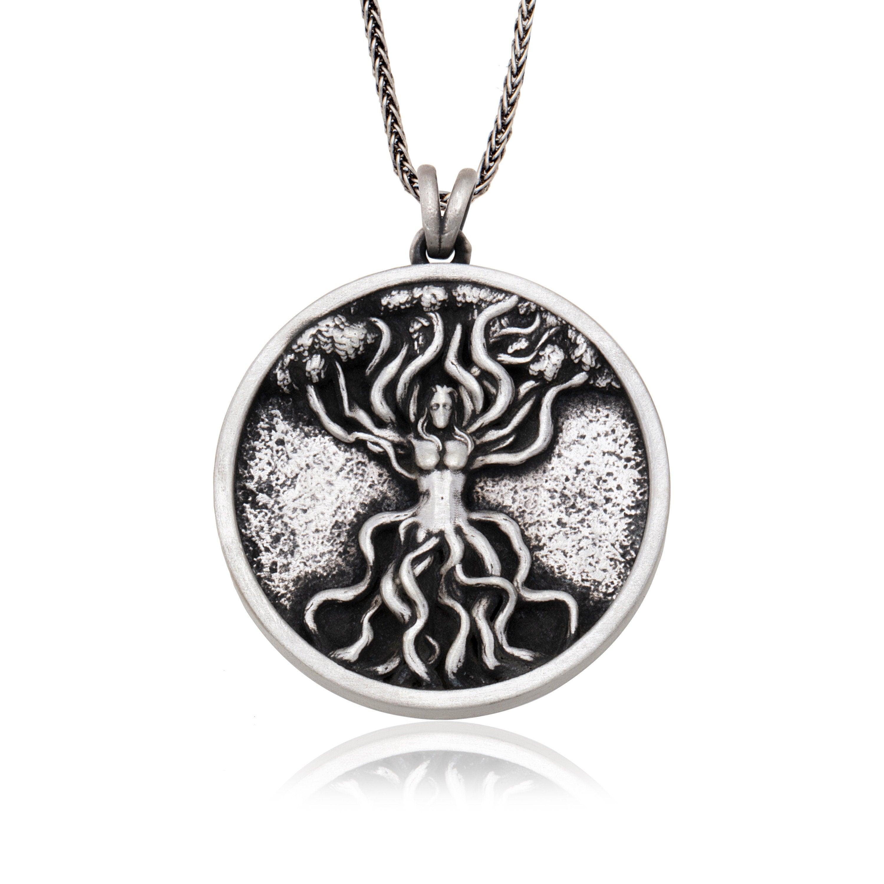 Silver Medusa Pendant, Ancient Greek Medusa Necklace, Gift For Men, Greek Mythology Pendant, Gift For Fathers, Unique Gift For Father's Day