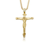 Solid Gold Crucifix Pendant With Gourmet Chain, 14K Gold Jesus Cross Man Necklace, Religious Unisex Necklaces, Unique Gift For Father's Day