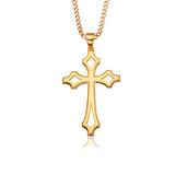 14K Gold Cross Cuban Chain Necklace, Cross Necklace For Men, Religious Jewelry, Solid Gold Crucifix Necklaces, Unique Gift For Father's Day