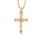 14K Solid Gold Cross Necklace, Zircon Diamond Crucifix Pendant, Gold Cross Necklace For Men, Religious Jewelry, Unique Gift For Father's Day
