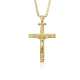 14K Gold Cross Necklace For Men, 18K Gold Cross Cuban Chain Necklace, Religious Jewelry, Unisex Cross Necklace, Unique Gift For Father's Day