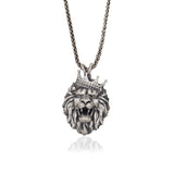 Sterling Silver Lion King Necklace, Unisex Animal Jewelry, Oxidized Lion Man Head Pendant, King Of The Jungle, Unique Gift For Father's Day