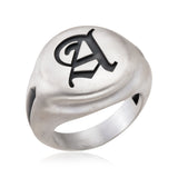 Solid Silver Signet Rings, Men's Wedding Ring, Statement Ring, Personalized Gifts, Name Letter Ring For Men's, Unique Gift For Father's Day