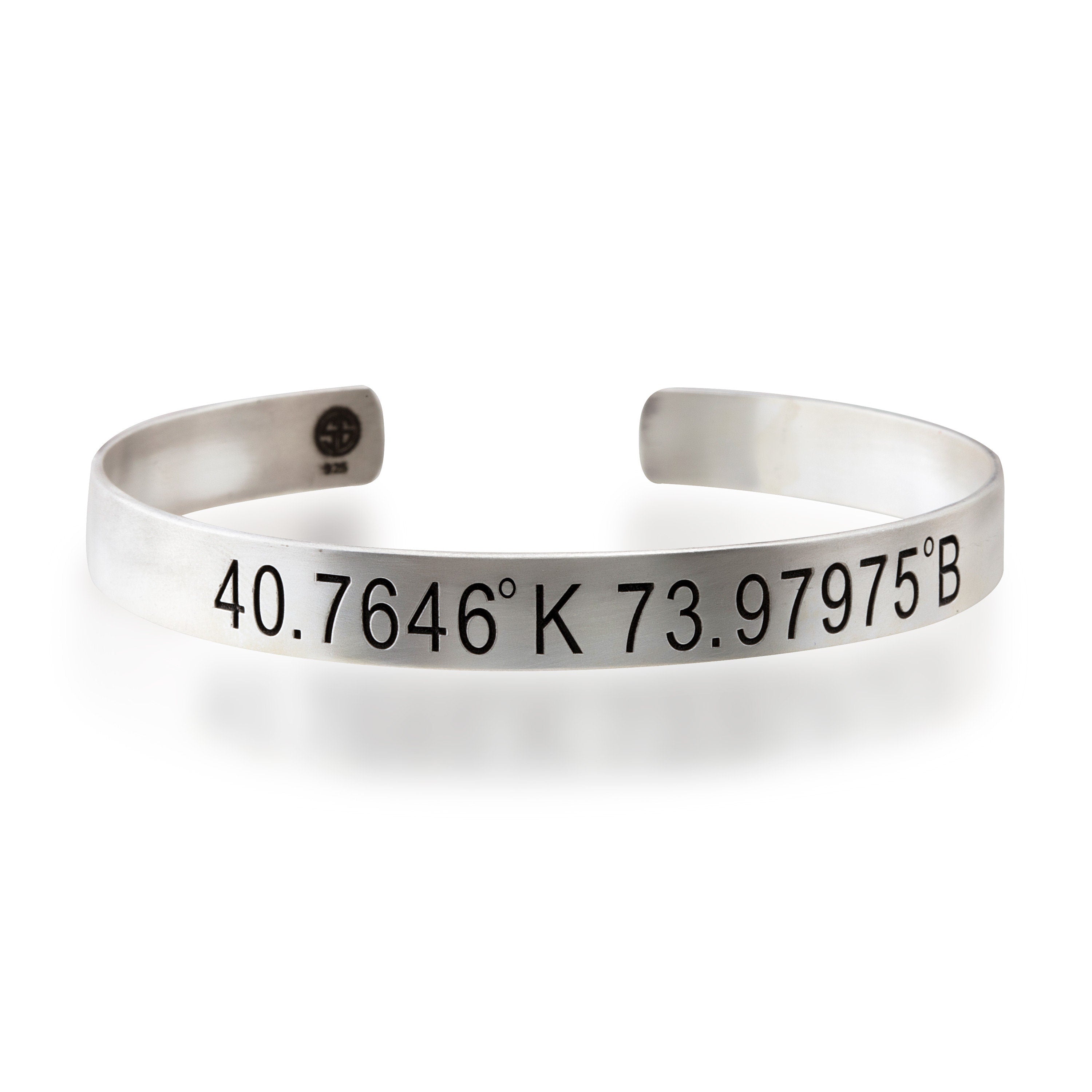 Silver Personalized Name Men's Bracelet, Men's Coordinate Bracelet, Men's Monogram Bracelet, Gift For Fathers, Unique Gift For Father's Day