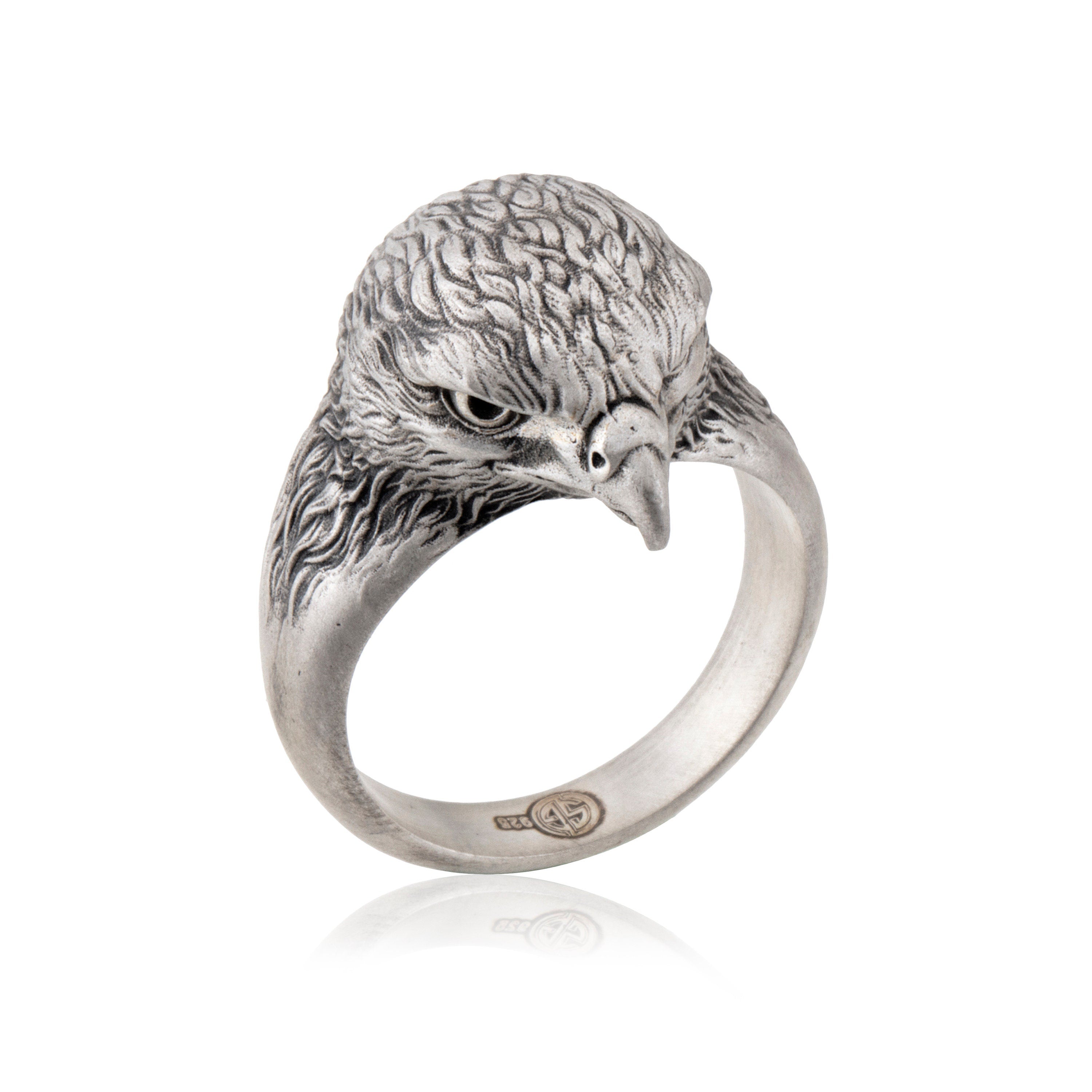 Silver Eagle Men Ring, American Eagle Ring, Eagle Signet Ring, Oxidized Statement Men Rings, Gift For Husband, Unique Gift For Father's Day