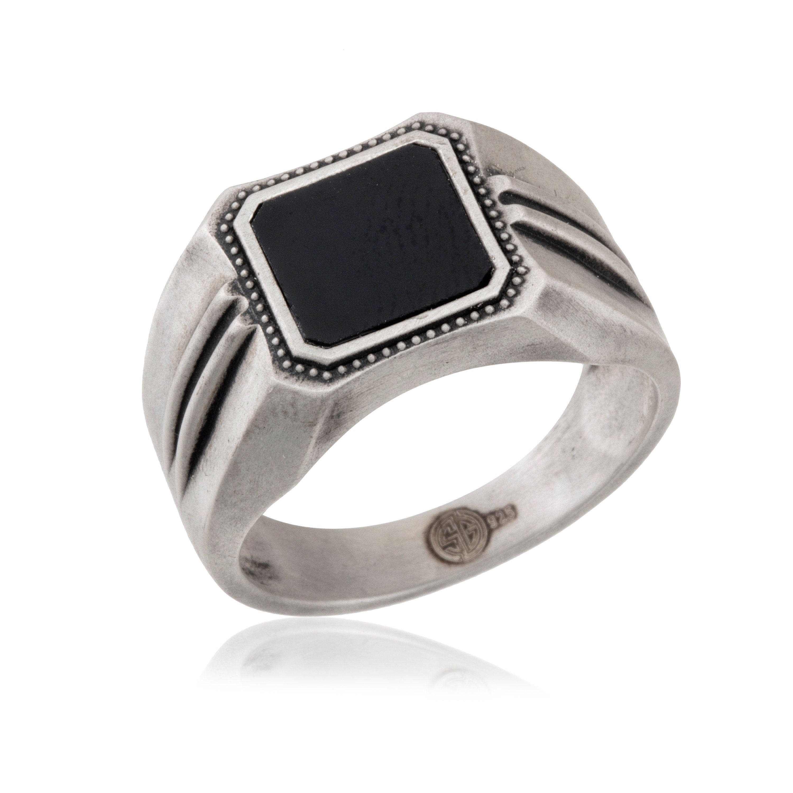 Onyx Wedding Ring For Men, Black Onyx Ring, Men's Engagement Rings, Men's 925 Silver Modern Ring, Signet Ring, Unique Gift For Father's Day