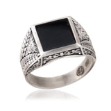 Square Onyx Ring, Black Onyx Silver Ring, Engagement Gift Ring For Man, Wedding Ring For Men, Signet Man Ring, Unique Gift For Father's Day