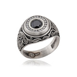 Unique Black Diamond Men Ring, Signet Rings, Diamond Man Ring, Black Diamond Wedding Engagement Rings For Men, Unique Gift For Father's Day