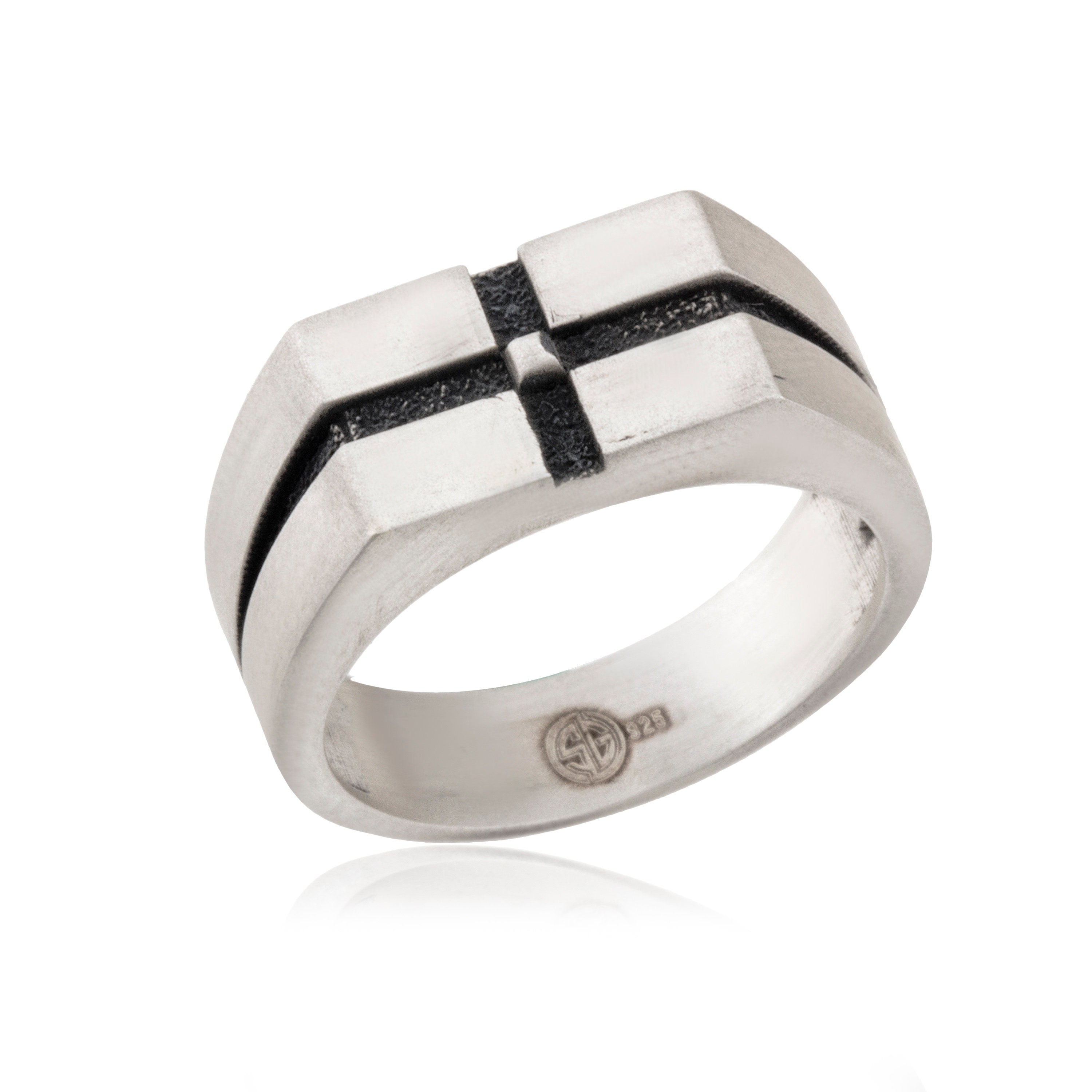Wedding Men Rings, Solid Silver Modern Man Ring, Signet Ring For Mens, Gift For Fathers, Engagement Men Rings, Unique Gift For Father's Day