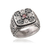 Men's Black Diamond Silver Ring, Garnet Gemstone Ring For Man, Dads Gift, Custom Wedding Engagement Man Rings, Unique Gift For Father's Day