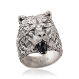 Silver Bear Ring, Wild Angry Bear Ring, Statement Man Ring, Gift For Men, Bear Head Ring, Animal Signet Rings, Unique Gift For Father's Day