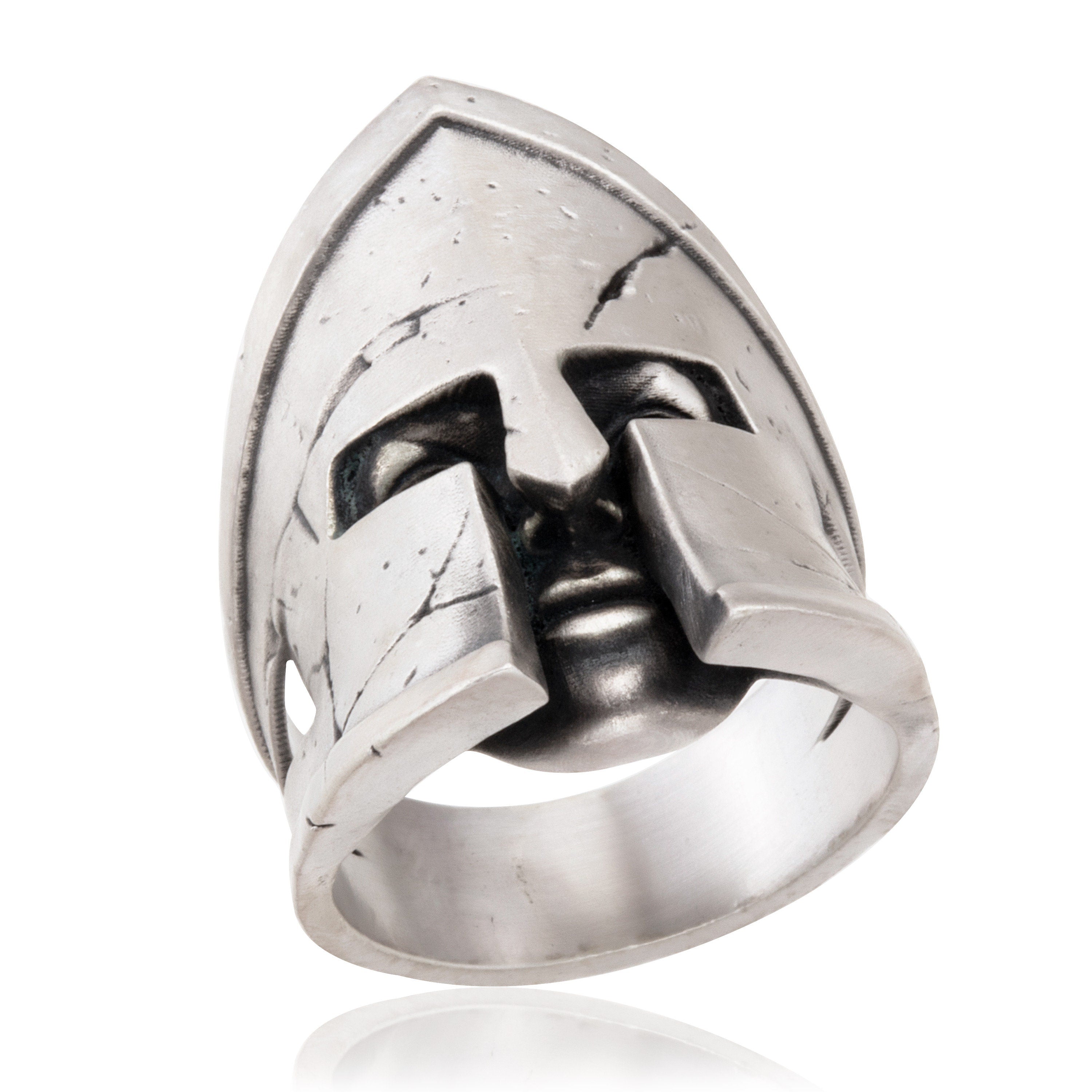 Spartan Soldier Helmet Solid Silver Rings, Greek Warrior Leonidas Ring, Men's Gift Rings, Gift For Boyfriends, Unique Gift For Father's Day