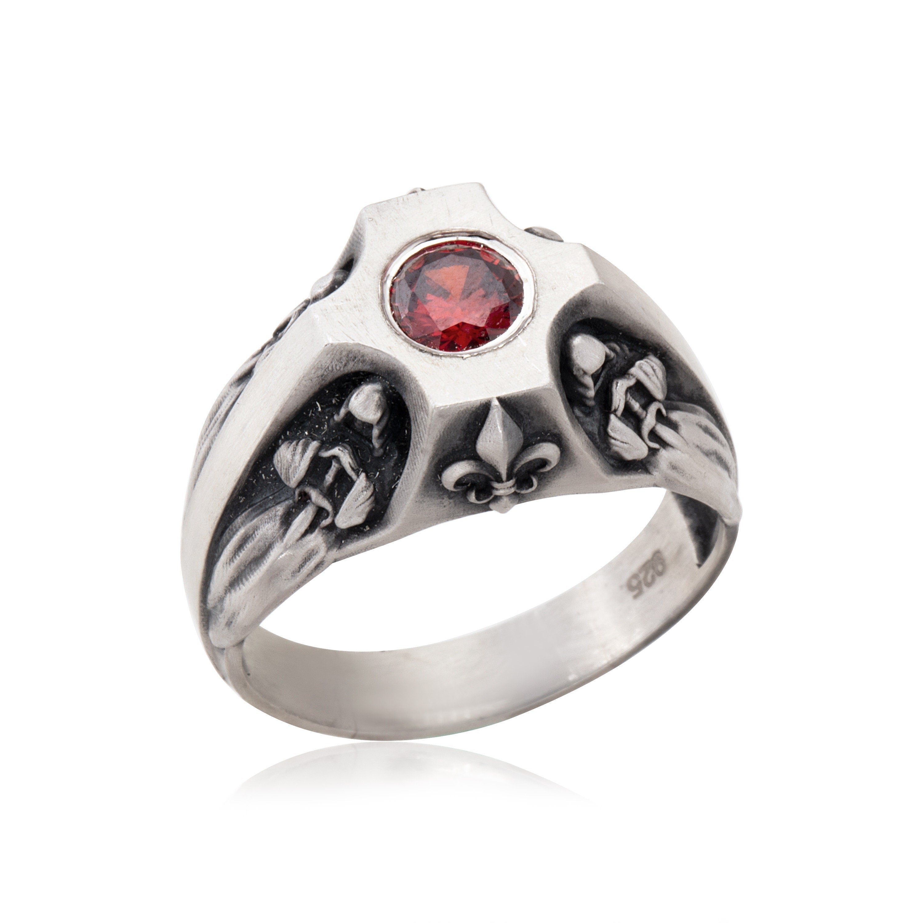 Templar Knight Silver Ring, Signet Rings, Christian Rings, Crusader Knight, Religious Ring, Gemstone Men Ring, Unique Gift For Father's Day