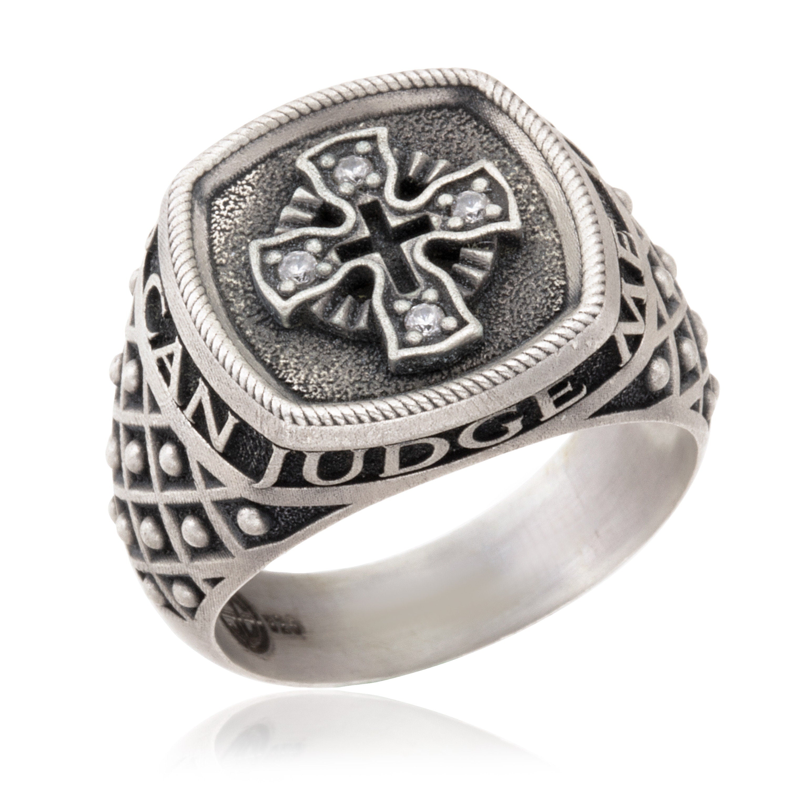 Silver Cross Men Ring, Crucifix Signet Man Ring, Statement Rings, Religious Jewelry, Unique Wedding Men Rings, Unique Gift For Father's Day