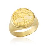 18K Gold Tree of Life Ring, 14K Gold Family Tree Statement Rings for Men, Scandinavian Yggdrasill Signet Ring, Unique Gift For Father's Day